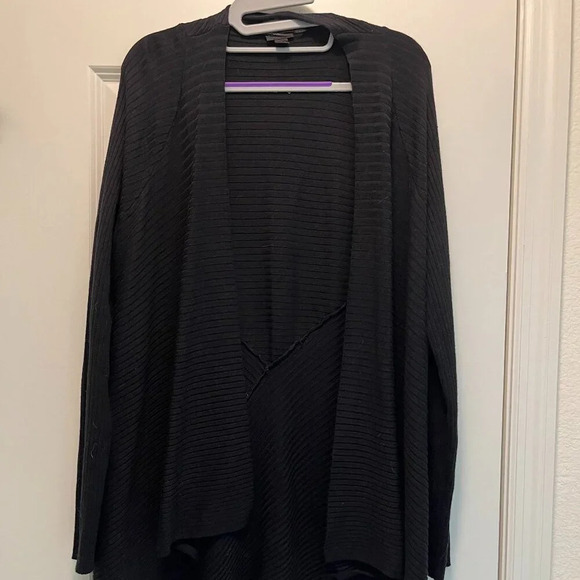 Worthington Cardigan w/Waterfall Draped Front - Size Large - Black - Picture 2 of 7